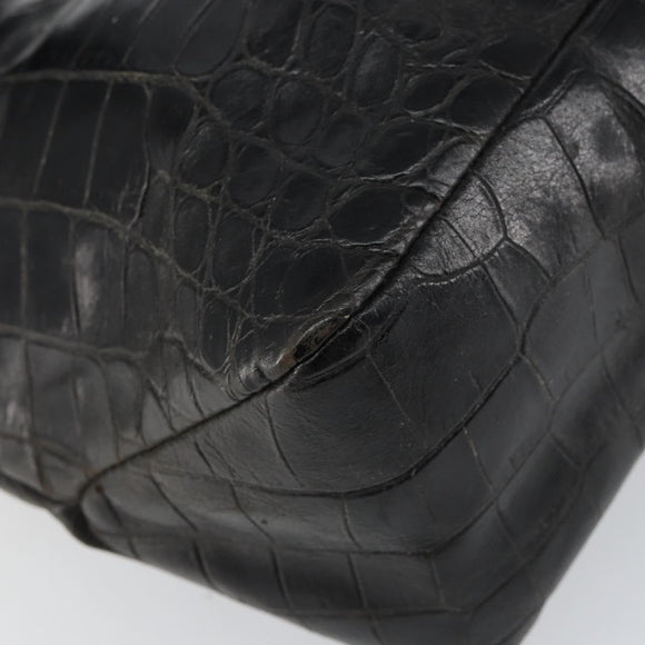 Gianni Versace Tote Bag Leather Black Gold Auth 152047