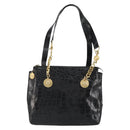 Gianni Versace Tote Bag Leather Black Gold Auth 152047-13