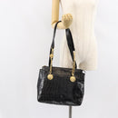 Gianni Versace Tote Bag Leather Black Gold Auth 152047-21