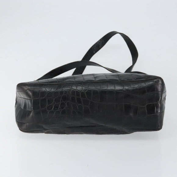 Gianni Versace Tote Bag Leather Black Gold Auth 152047