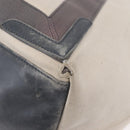 BALENCIAGA Navy Cabas M Hand Bag Canvas Leather White Silver 339936 Auth 152050-14