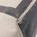 BALENCIAGA Navy Cabas M Hand Bag Canvas Leather White Silver 339936 Auth 152050-15