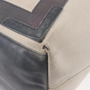 BALENCIAGA Navy Cabas M Hand Bag Canvas Leather White Silver 339936 Auth 152050-16