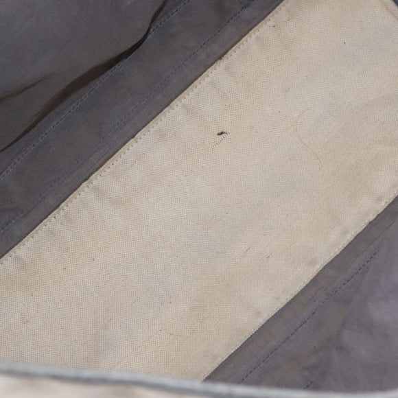 BALENCIAGA Navy Cabas M Hand Bag Canvas Leather White Silver 339936 Auth 152050