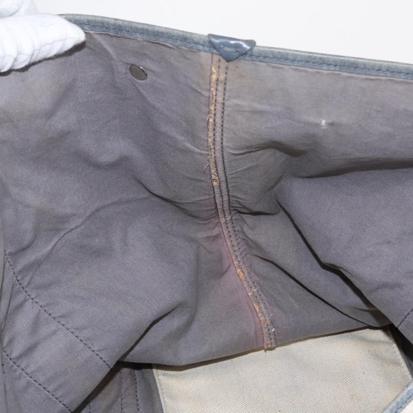 BALENCIAGA Navy Cabas M Hand Bag Canvas Leather White Silver 339936 Auth 152050