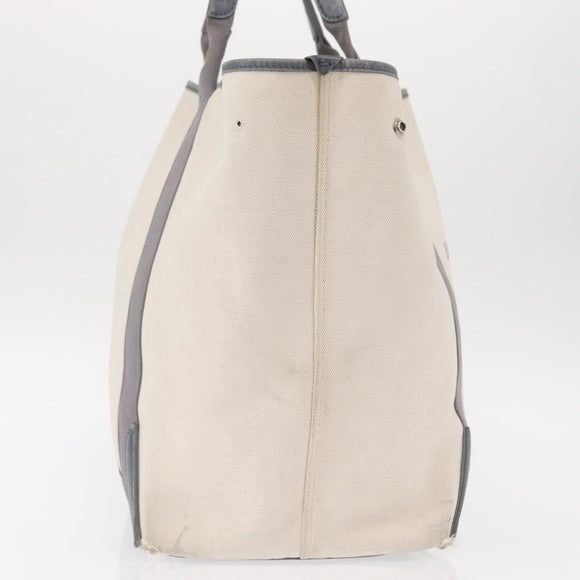 BALENCIAGA Navy Cabas M Hand Bag Canvas Leather White Silver 339936 Auth 152050