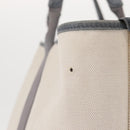 BALENCIAGA Navy Cabas M Hand Bag Canvas Leather White Silver 339936 Auth 152050-5