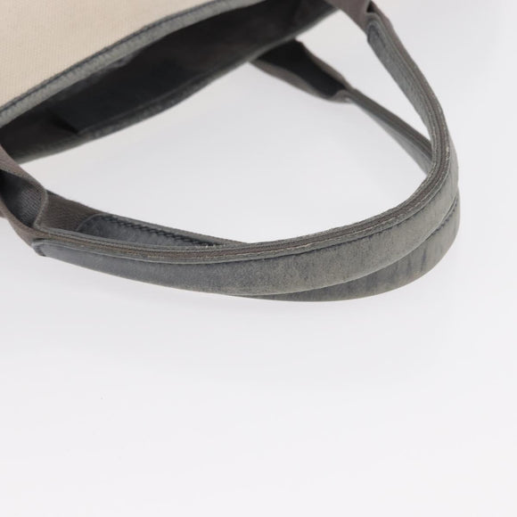 BALENCIAGA Navy Cabas M Hand Bag Canvas Leather White Silver 339936 Auth 152050