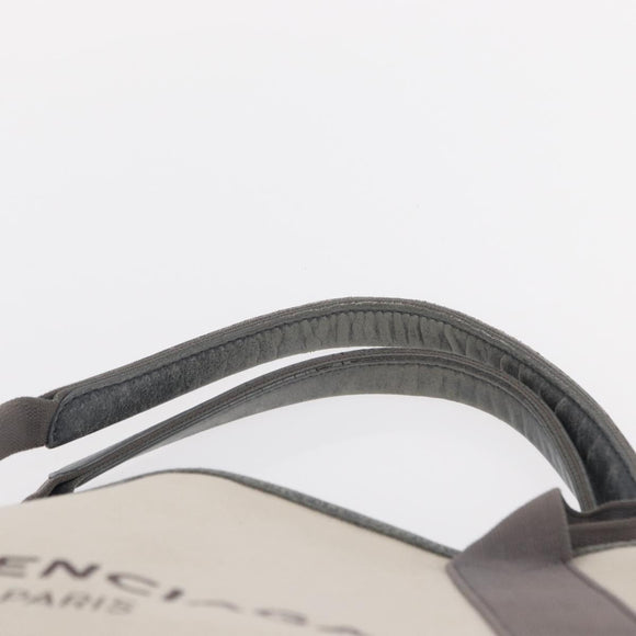 BALENCIAGA Navy Cabas M Hand Bag Canvas Leather White Silver 339936 Auth 152050