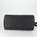 MCM Logogram Vicetos Boston Bag PVC 2way Black Gold Auth 152052-5