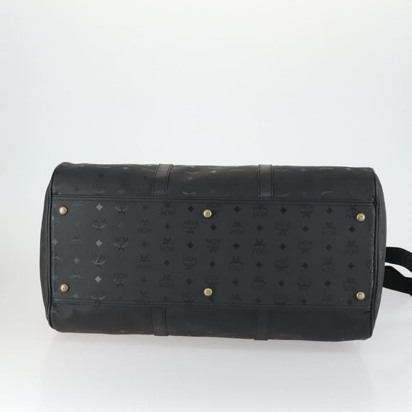 MCM Logogram Vicetos Boston Bag PVC 2way Black Gold Auth 152052