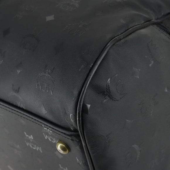 MCM Logogram Vicetos Boston Bag PVC 2way Black Gold Auth 152052