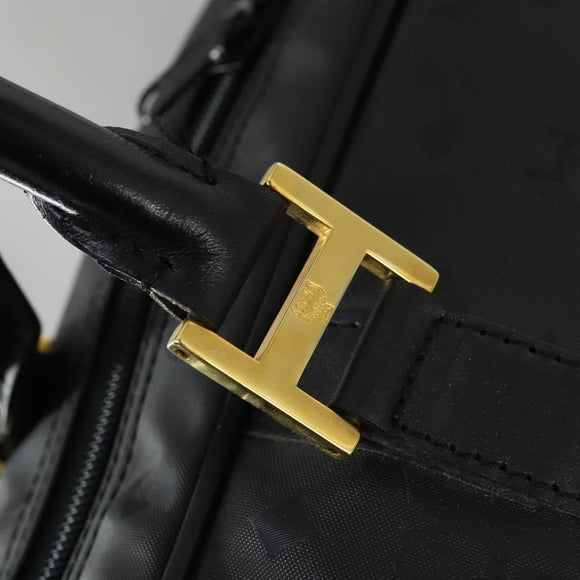 MCM Logogram Vicetos Boston Bag PVC 2way Black Gold Auth 152052
