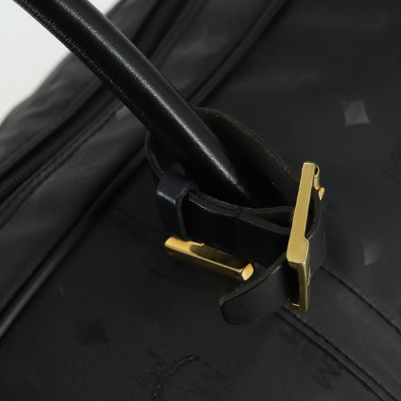 MCM Logogram Vicetos Boston Bag PVC 2way Black Gold Auth 152052