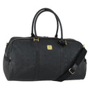 MCM Logogram Vicetos Boston Bag PVC 2way Black Gold Auth 152052-1