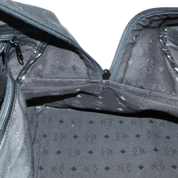 MCM Logogram Vicetos Boston Bag PVC 2way Black Gold Auth 152052