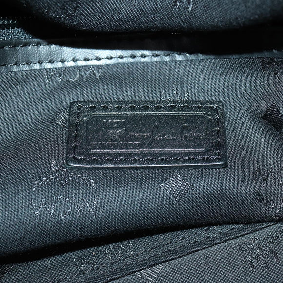 MCM Logogram Vicetos Boston Bag PVC 2way Black Gold Auth 152052