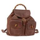 GUCCI Bamboo Backpack Leather Brown Gold 003 2058 0016 Auth 152053-1
