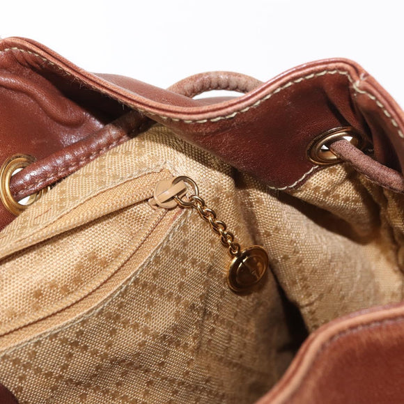 GUCCI Bamboo Backpack Leather Brown Gold 003 2058 0016 Auth 152053