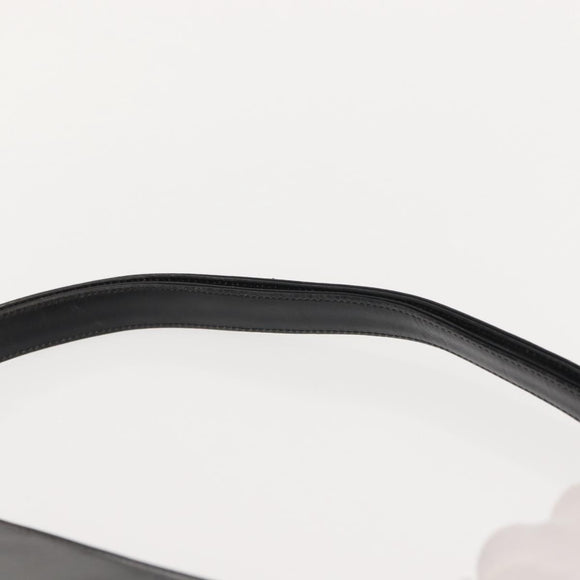 GUCCI Shoulder Bag Leather Black Gold Auth 152055