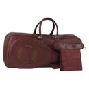 CARTIER Must Line Tennis Bag Leather Bordeaux Gold Auth 152057-1