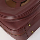 CARTIER Must Line Tennis Bag Leather Bordeaux Gold Auth 152057-11