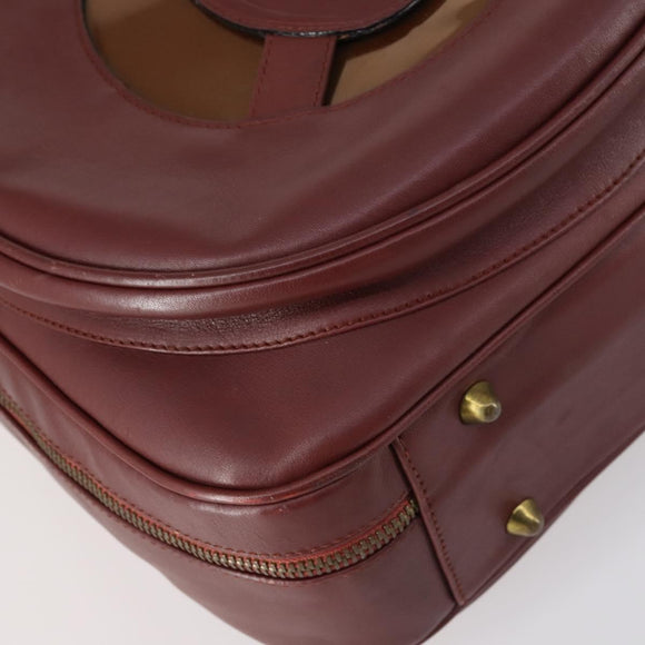 CARTIER Must Line Tennis Bag Leather Bordeaux Gold Auth 152057