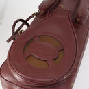 CARTIER Must Line Tennis Bag Leather Bordeaux Gold Auth 152057-14