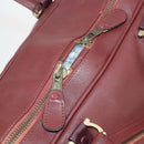 CARTIER Must Line Tennis Bag Leather Bordeaux Gold Auth 152057-18