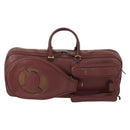 CARTIER Must Line Tennis Bag Leather Bordeaux Gold Auth 152057-2