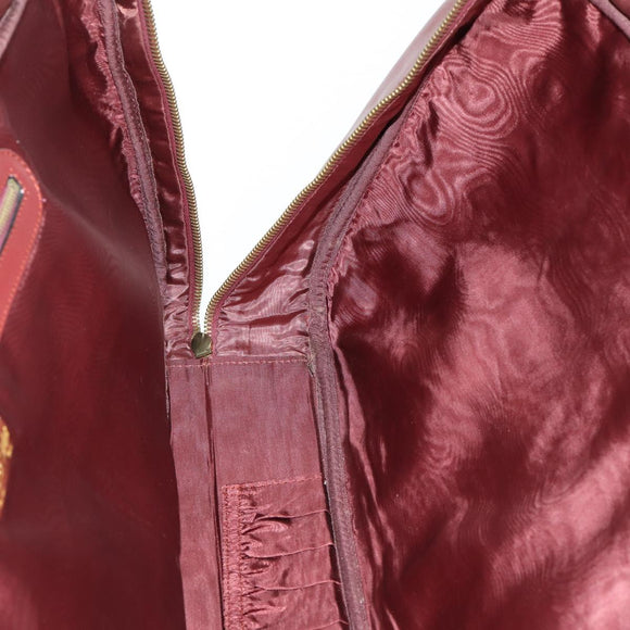 CARTIER Must Line Tennis Bag Leather Bordeaux Gold Auth 152057