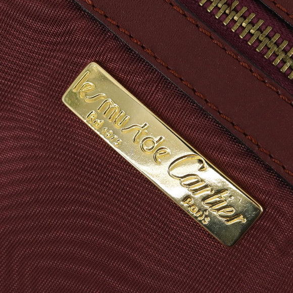 CARTIER Must Line Tennis Bag Leather Bordeaux Gold Auth 152057