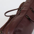 CARTIER Must Line Tennis Bag Leather Bordeaux Gold Auth 152057-6