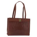 Salvatore Ferragamo Tote Bag Leather Embossed Brown Gold Auth 152061-1