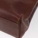 Salvatore Ferragamo Tote Bag Leather Embossed Brown Gold Auth 152061-16