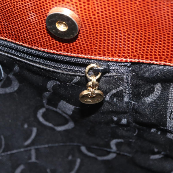 Salvatore Ferragamo Tote Bag Leather Embossed Brown Gold Auth 152061