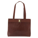 Salvatore Ferragamo Tote Bag Leather Embossed Brown Gold Auth 152061-13