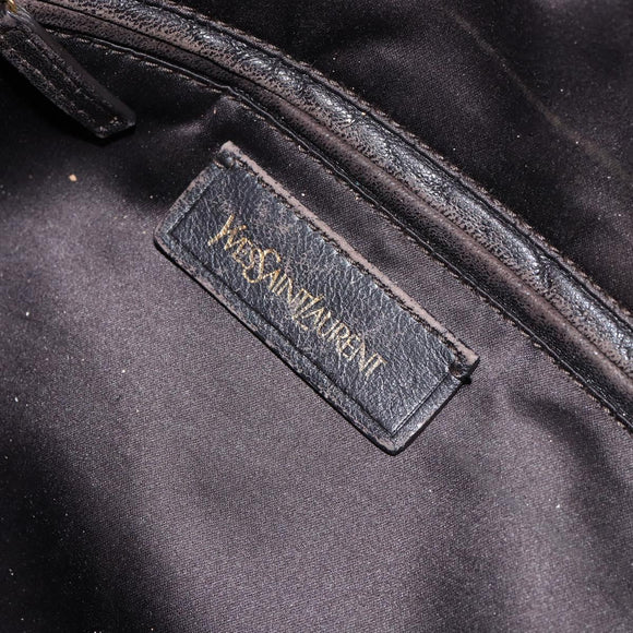 SAINT LAURENT Hand Bag Leather Gold Red Auth 152066