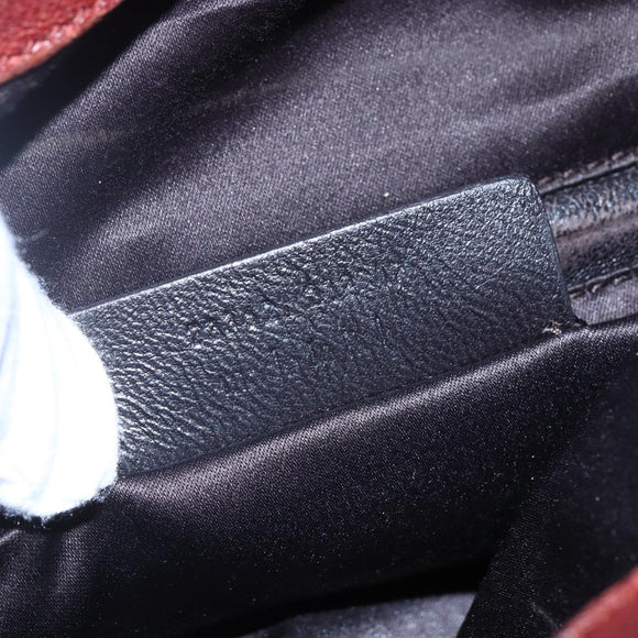 SAINT LAURENT Hand Bag Leather Gold Red Auth 152066