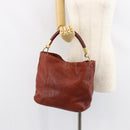 SAINT LAURENT Hand Bag Leather Gold Red Auth 152066-23