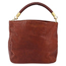 SAINT LAURENT Hand Bag Leather Gold Red Auth 152066-13