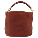 SAINT LAURENT Hand Bag Leather Gold Red Auth 152066-2