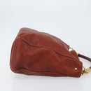 SAINT LAURENT Hand Bag Leather Gold Red Auth 152066-3