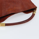 SAINT LAURENT Hand Bag Leather Gold Red Auth 152066-7