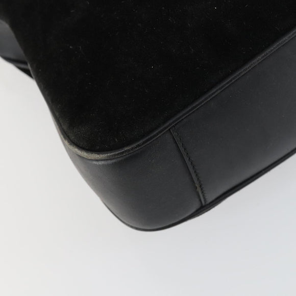 GUCCI Bamboo Shoulder Bag Suede 2way Black Gold 001 2058 1638 0 Auth 152069