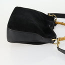 GUCCI Bamboo Shoulder Bag Suede 2way Black Gold 001 2058 1638 0 Auth 152069-3