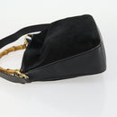 GUCCI Bamboo Shoulder Bag Suede 2way Black Gold 001 2058 1638 0 Auth 152069-4