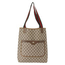 GUCCI GG Supreme Web Sherry Line Tote Bag PVC Beige Red 39 02 003 Auth 152070-13