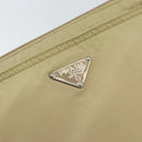 PRADA Shoulder Bag Nylon Beige Silver Auth 152076-18
