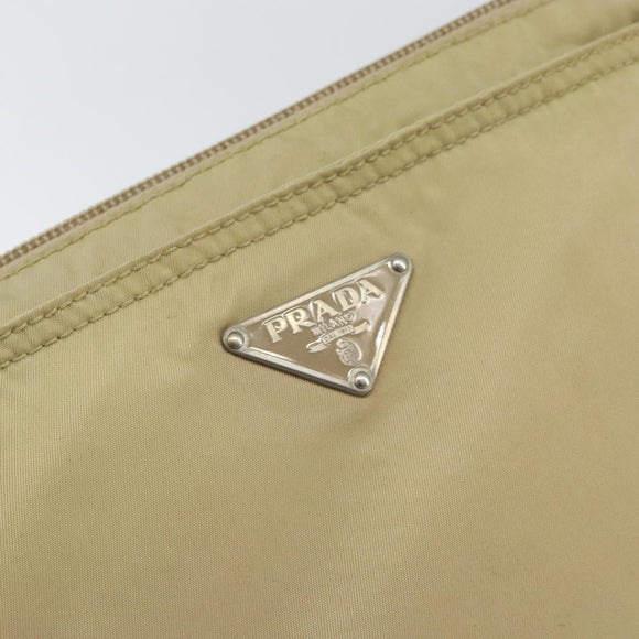 PRADA Shoulder Bag Nylon Beige Silver Auth 152076